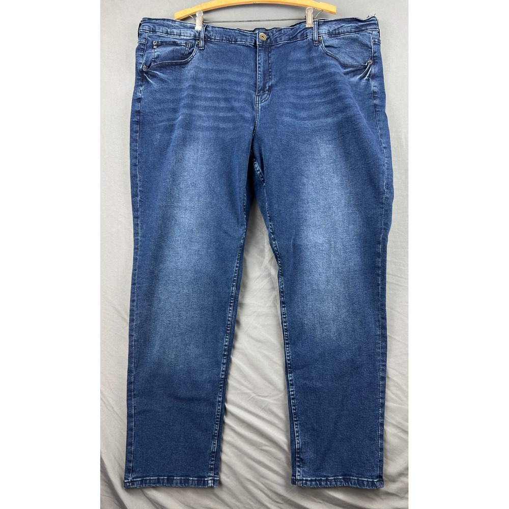 Chaps Jeans Mens 48x32 Slim Straight Fit Blue Stretch Denim New